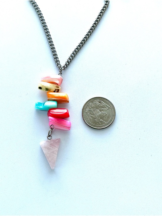 🆕 Gemstone Pendant Necklace-Stainless Steel-LARGE - Picture 2 of 3